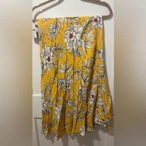 Long floral, yellow skirt